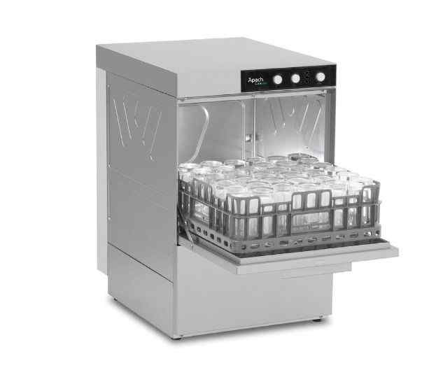Машина стаканомоечная фронтальная APACH AFTRD400 DD (919046) (436х535х670мм, 220В, 3,4кВт, кас.390x390, 30 кас./час, доз